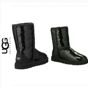 Black sequined UGG boots